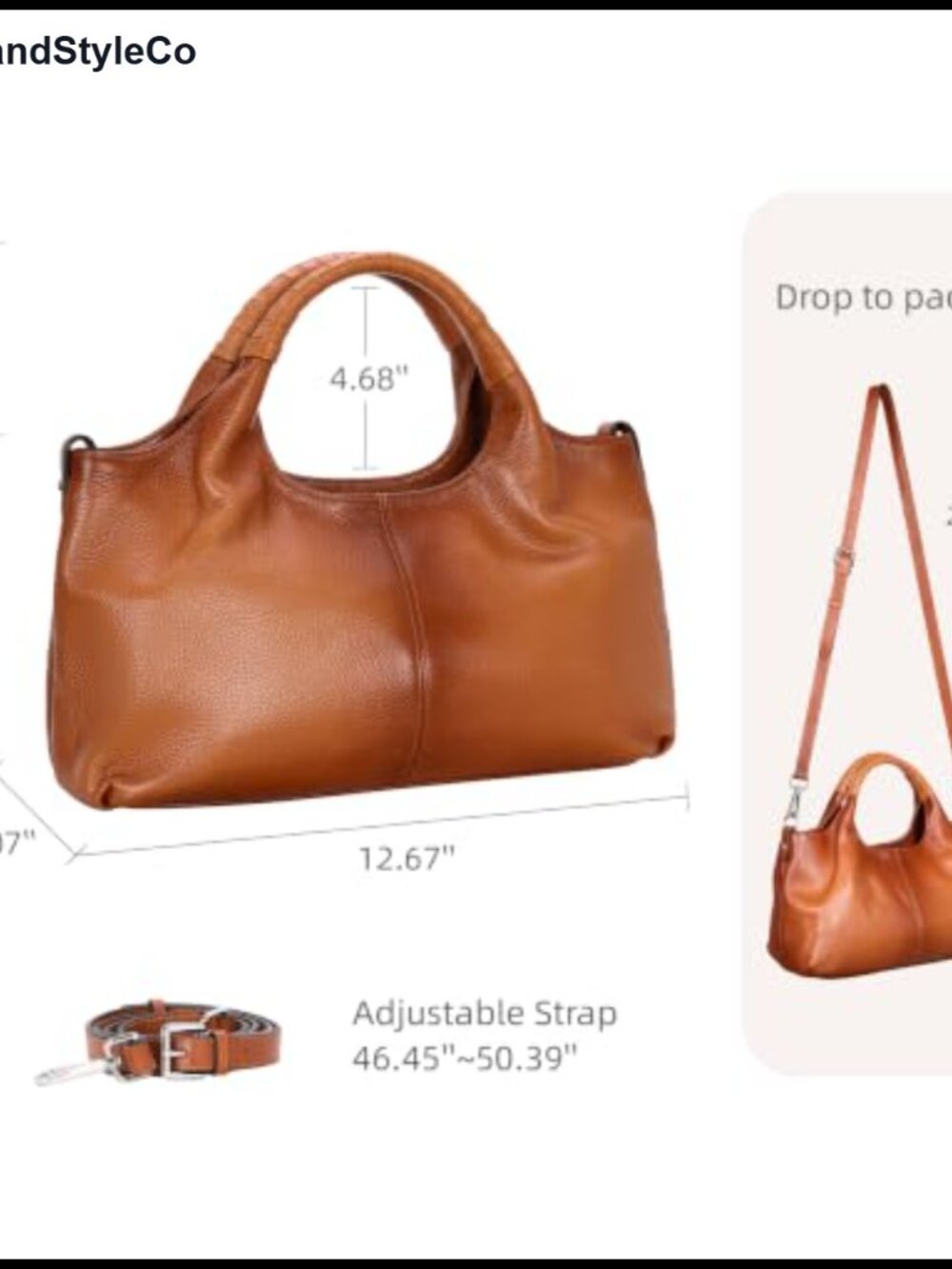 Genuine Leather Satchel Crossbody Shoulder Bag Hobo Tote Purse - Picture 3 of 6